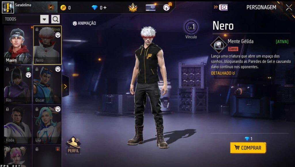Nero Free Fire karakter baru dengan skill Cryo Mind